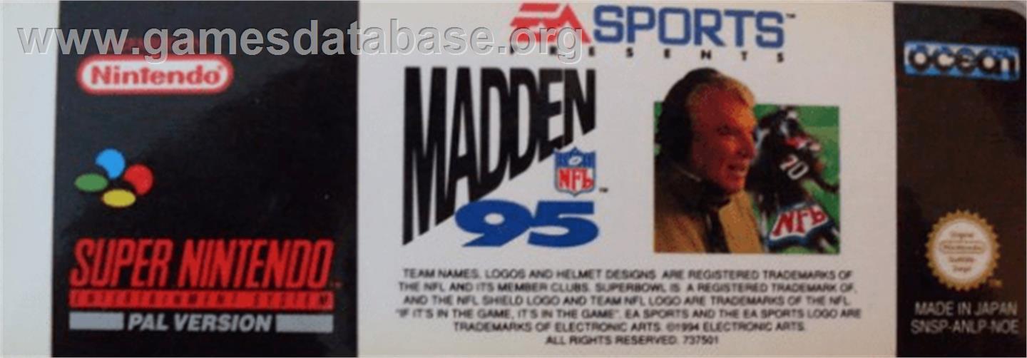 Madden NFL '95 - Nintendo SNES - Artwork - Cartridge Top