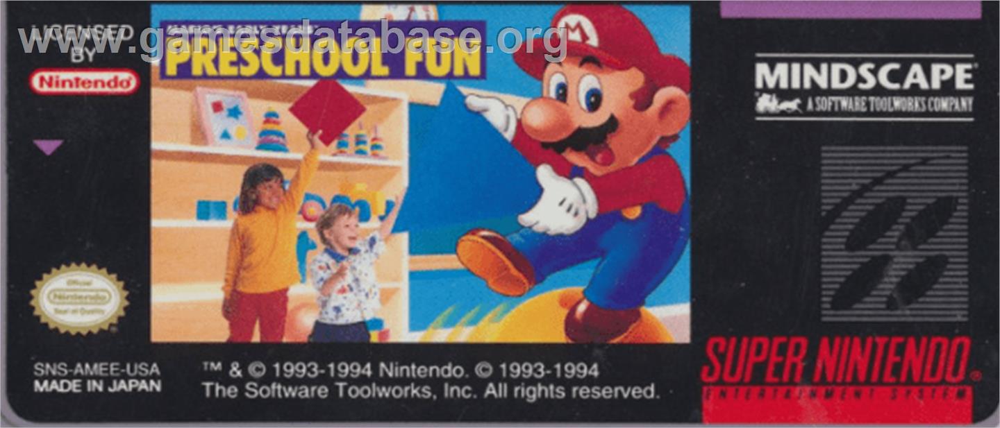 Mario's Early Years - Preschool Fun - Nintendo SNES - Artwork - Cartridge Top
