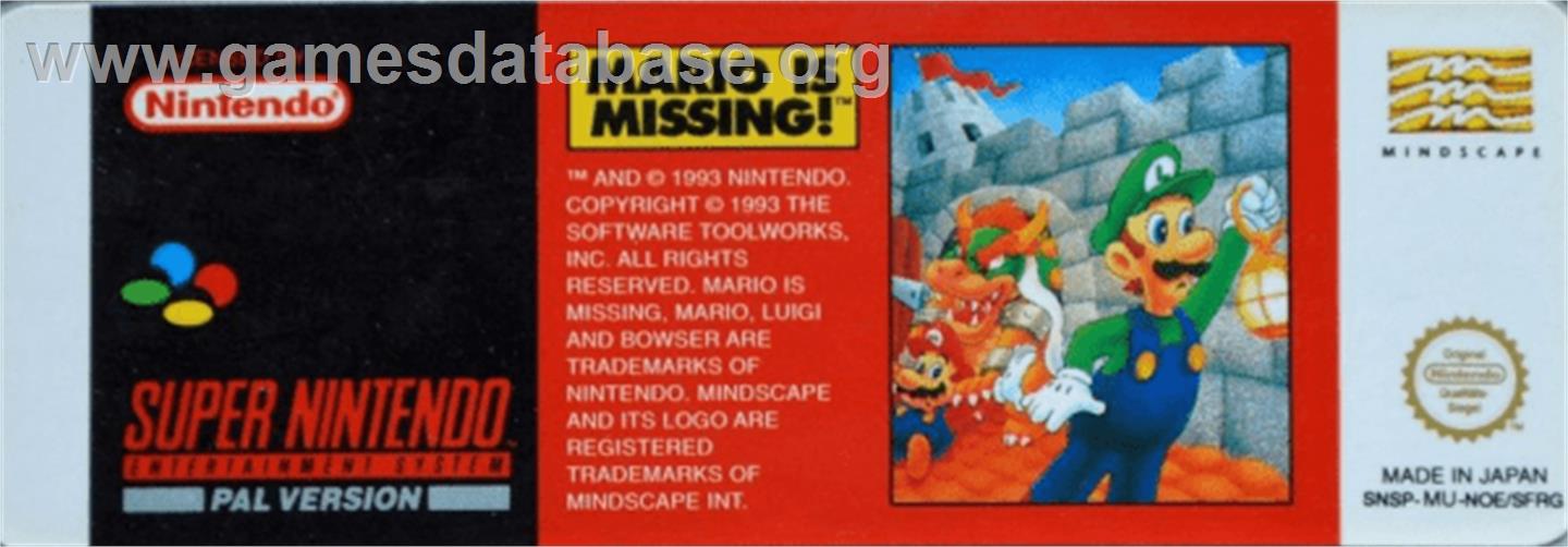 Mario is Missing! - Nintendo SNES - Artwork - Cartridge Top