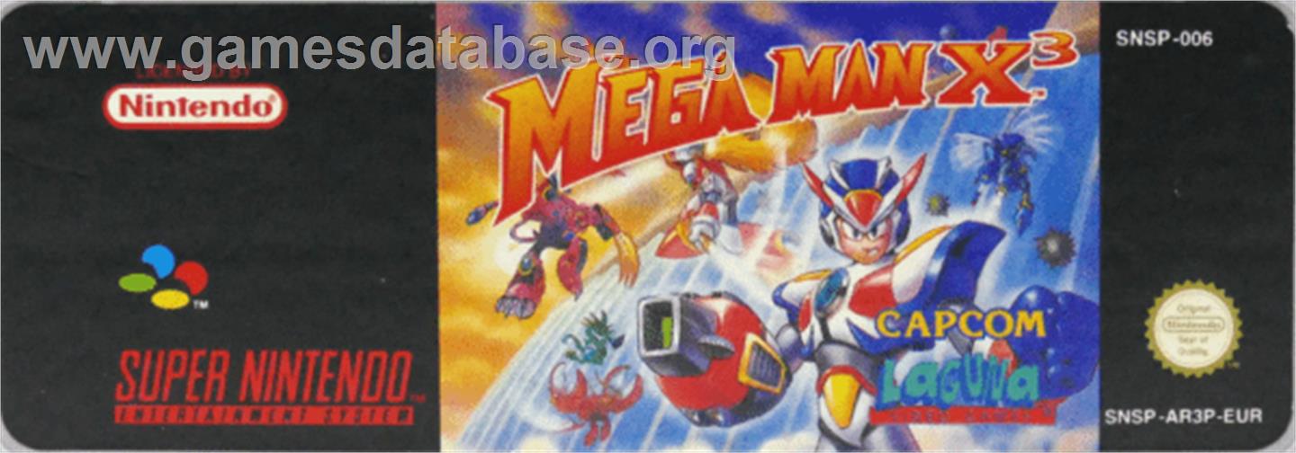 Mega Man X3 - Nintendo SNES - Artwork - Cartridge Top