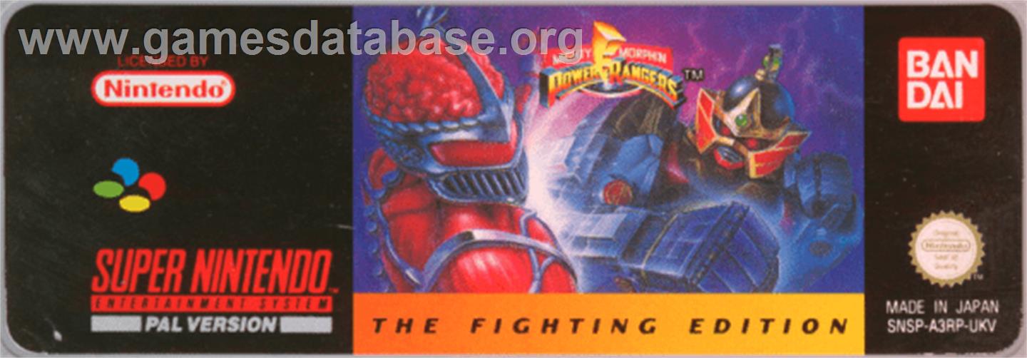 Mighty Morphin Power Rangers - The Fighting Edition - Nintendo SNES - Artwork - Cartridge Top