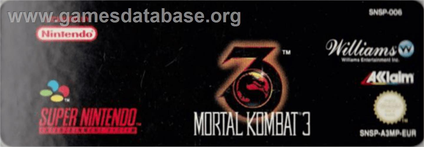 Mortal Kombat 3 - Nintendo SNES - Artwork - Cartridge Top