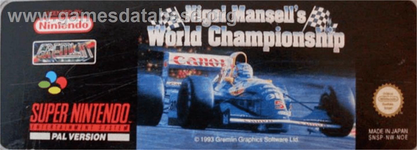 Nigel Mansell's World Championship - Nintendo SNES - Artwork - Cartridge Top