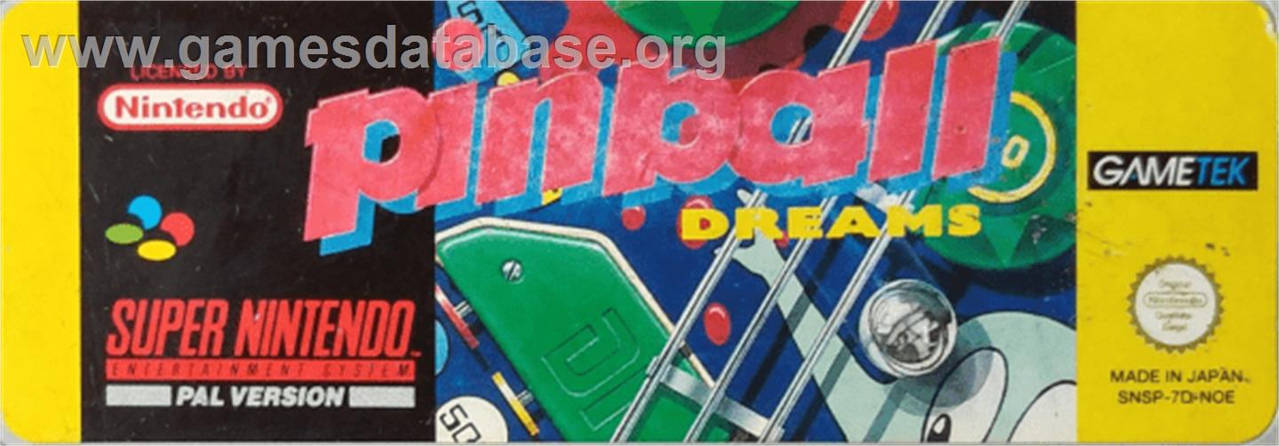 Pinball Dreams - Nintendo SNES - Artwork - Cartridge Top