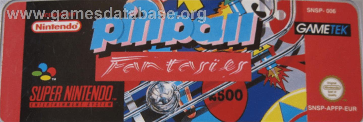 Pinball Fantasies - Nintendo SNES - Artwork - Cartridge Top