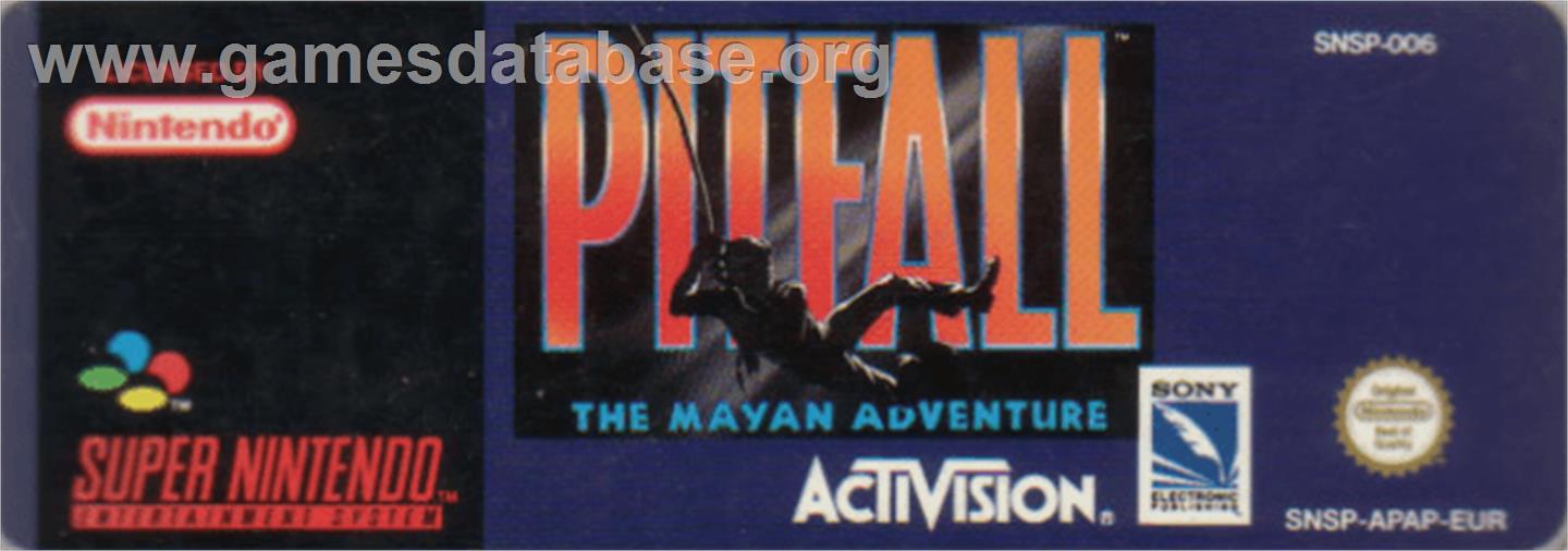 Pitfall: The Mayan Adventure - Nintendo SNES - Artwork - Cartridge Top