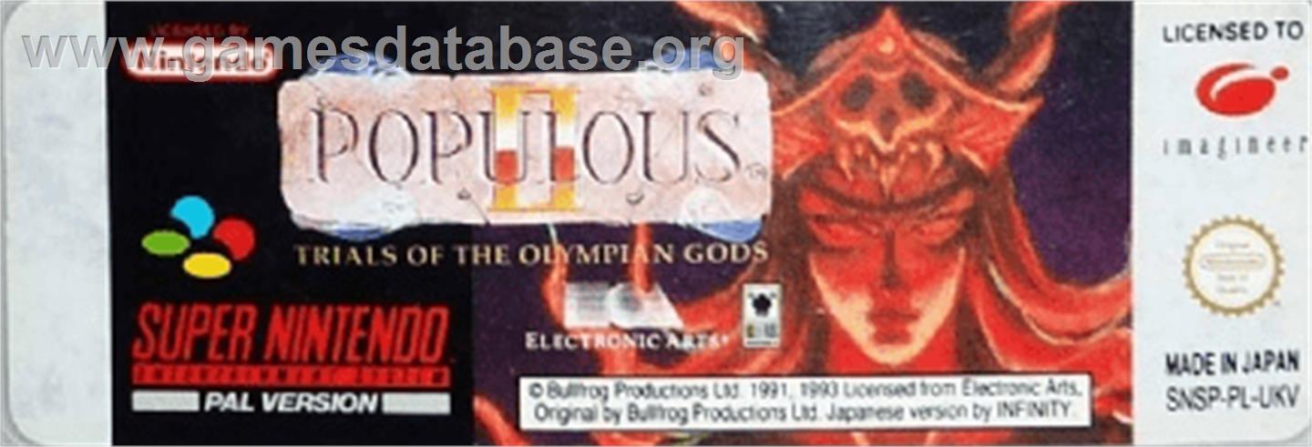 Populous II: Trials of the Olympian Gods - Nintendo SNES - Artwork - Cartridge Top