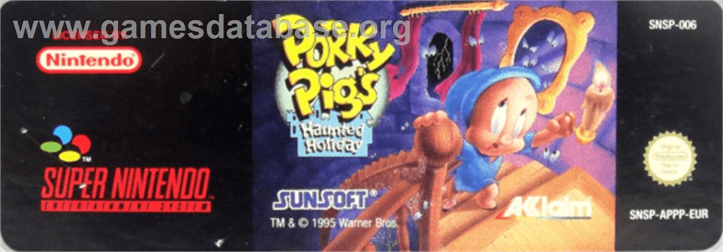 Porky Pig's Haunted Holiday - Nintendo SNES - Artwork - Cartridge Top