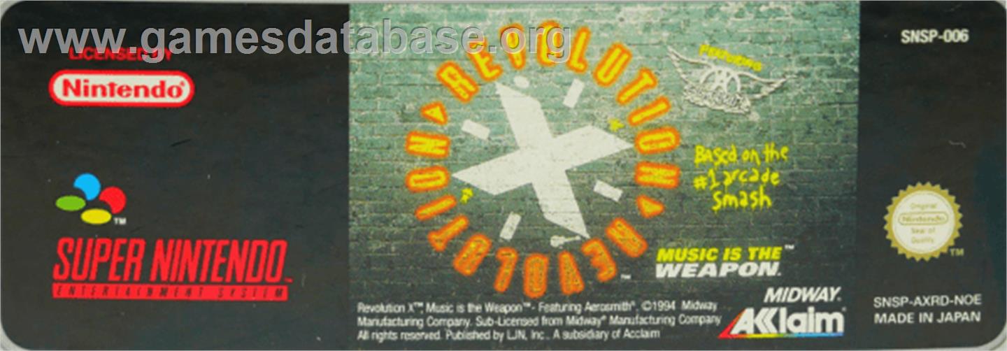 Revolution X - Nintendo SNES - Artwork - Cartridge Top