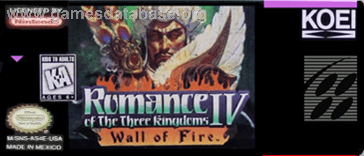 Romance of the Three Kingdoms IV: Wall of Fire - Nintendo SNES - Artwork - Cartridge Top