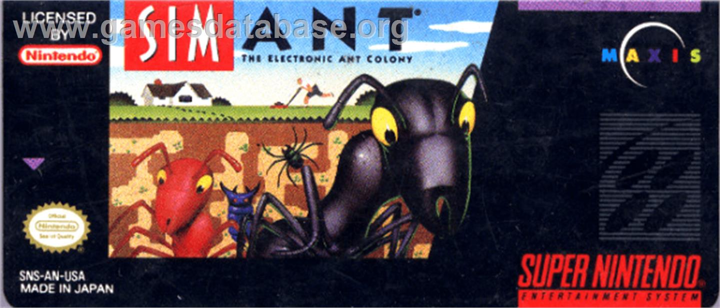 Sim Ant - The Electronic Ant Colony - Nintendo SNES - Artwork - Cartridge Top