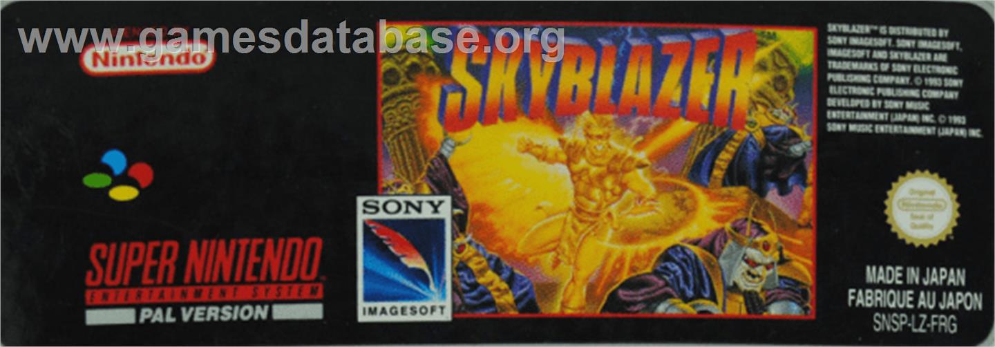 Skyblazer - Nintendo SNES - Artwork - Cartridge Top