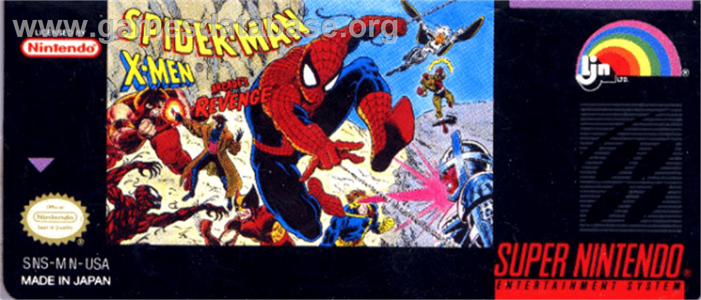 Spider-Man and the X-Men: Arcade's Revenge - Nintendo SNES - Artwork - Cartridge Top