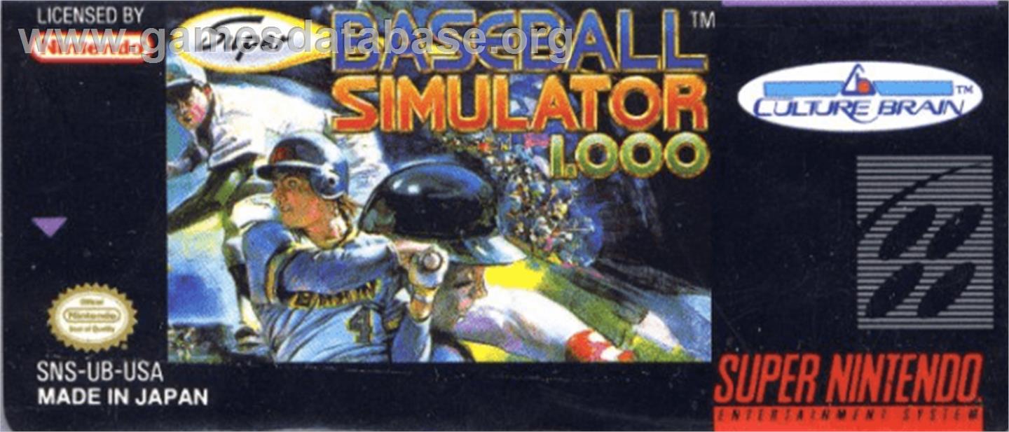 Super Baseball Simulator 1.000 - Nintendo SNES - Artwork - Cartridge Top