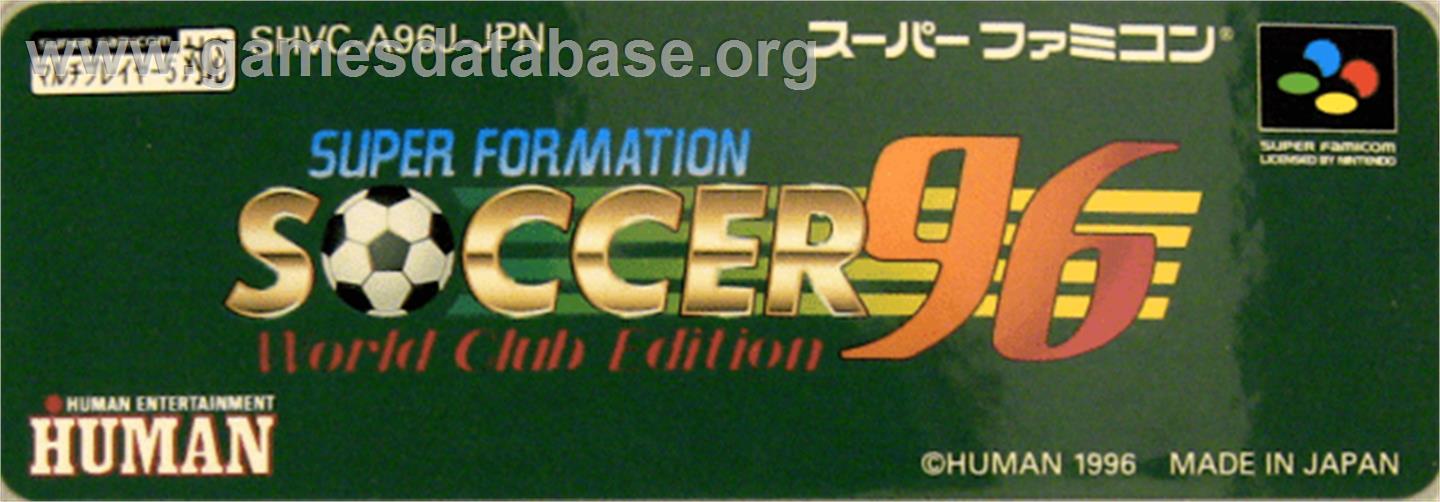 Super Formation Soccer 96 - World Club Edition - Nintendo SNES - Artwork - Cartridge Top