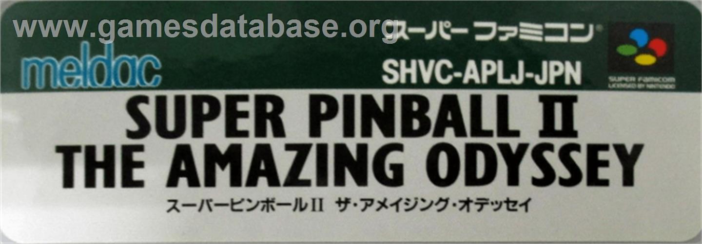 Super Pinball II: The Amazing Odyssey - Nintendo SNES - Artwork - Cartridge Top