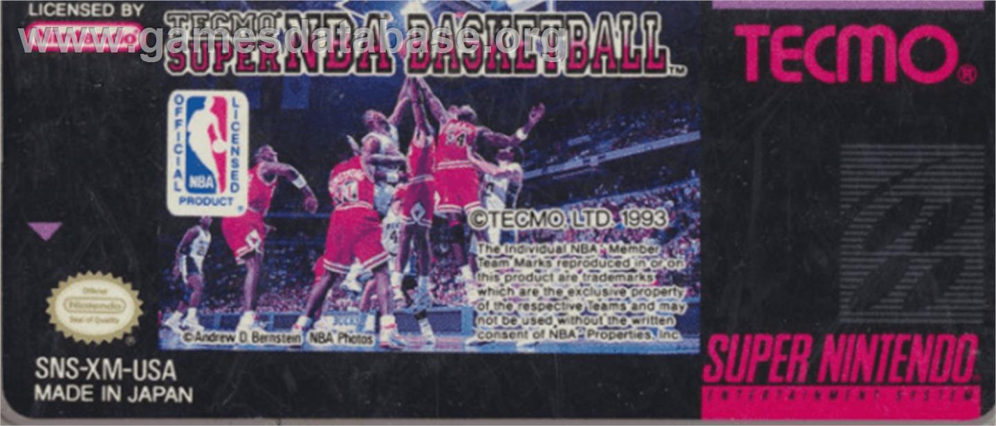 Tecmo Super NBA Basketball - Nintendo SNES - Artwork - Cartridge Top
