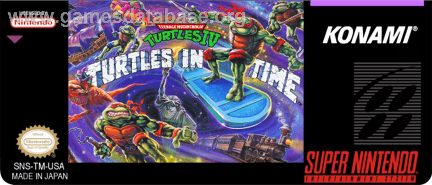 Teenage Mutant Ninja Turtles IV: Turtles in Time - Nintendo SNES - Artwork - Cartridge Top