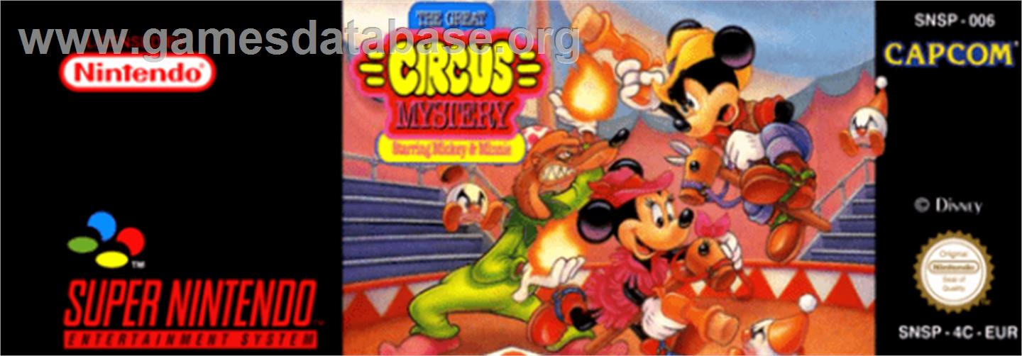 The Great Circus Mystery starring Mickey and Minnie Mouse - Nintendo SNES - Artwork - Cartridge Top