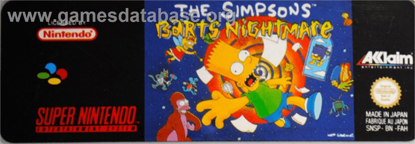 The Simpsons: Bart's Nightmare - Nintendo SNES - Artwork - Cartridge Top
