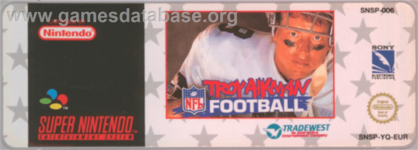 Troy Aikman NFL Football - Nintendo SNES - Artwork - Cartridge Top