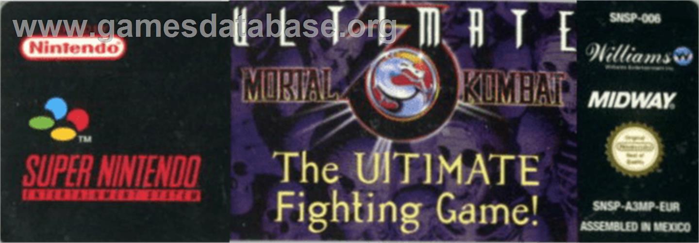 Ultimate Mortal Kombat 3 - Nintendo SNES - Artwork - Cartridge Top