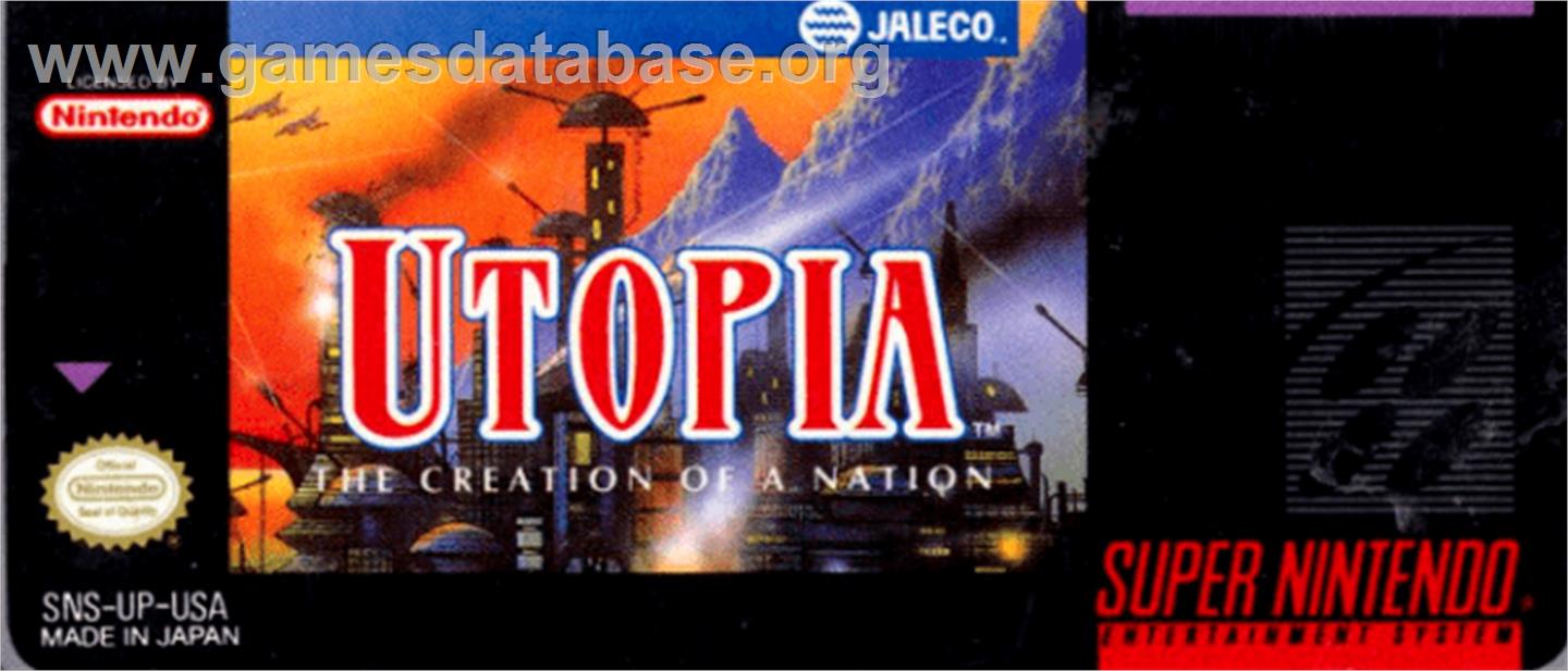Utopia - The Creation Of A Nation - Nintendo SNES - Artwork - Cartridge Top