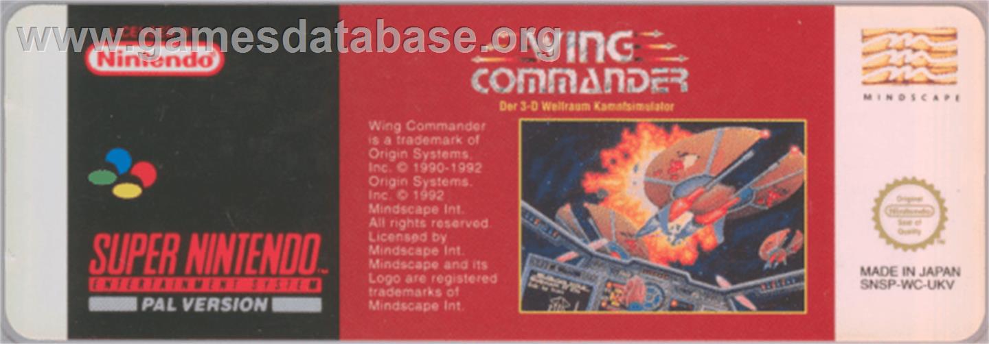 Wing Commander - Nintendo SNES - Artwork - Cartridge Top