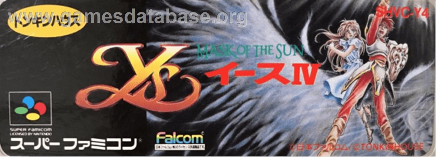 Ys IV: Mask of the Sun - Nintendo SNES - Artwork - Cartridge Top