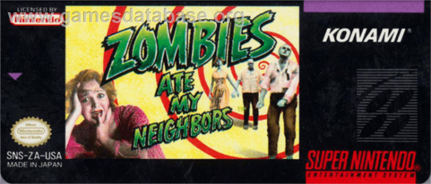 Zombies Ate My Neighbors - Nintendo SNES - Artwork - Cartridge Top