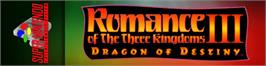 Arcade Cabinet Marquee for Romance of the Three Kingdoms III: Dragon of Destiny.