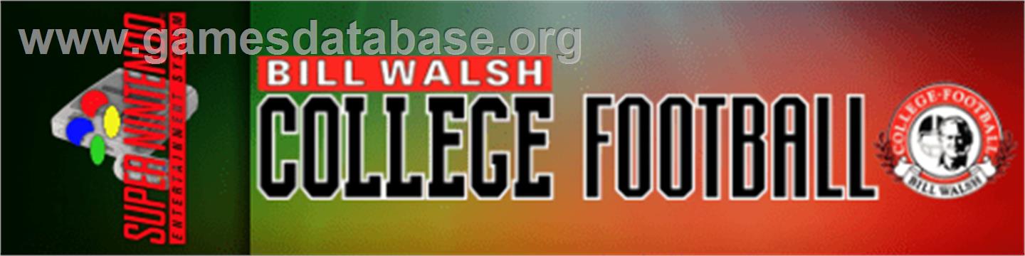 Bill Walsh College Football - Nintendo SNES - Artwork - Marquee