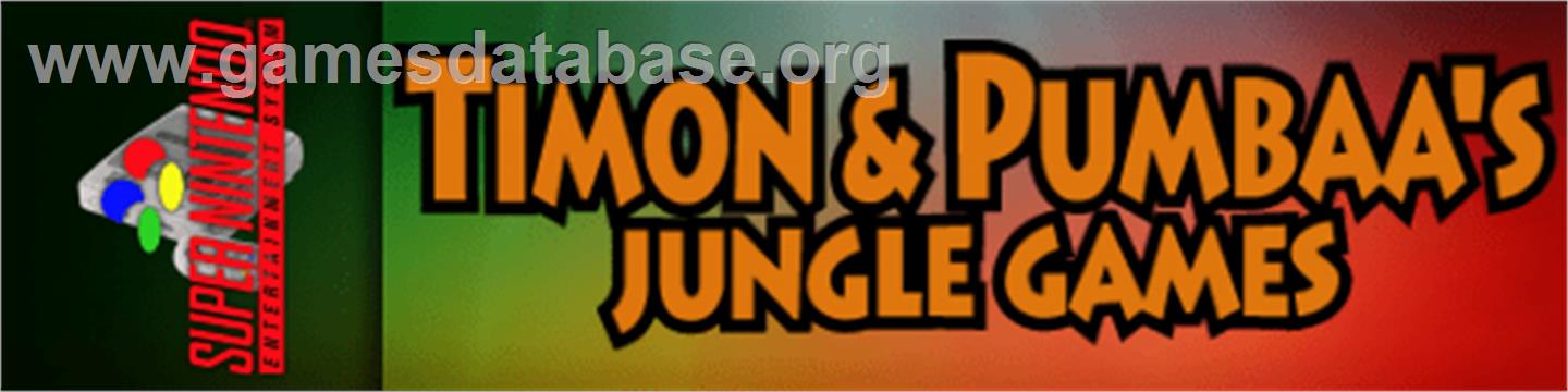 Disney's Timon & Pumbaa's Jungle Games - Nintendo SNES - Artwork - Marquee