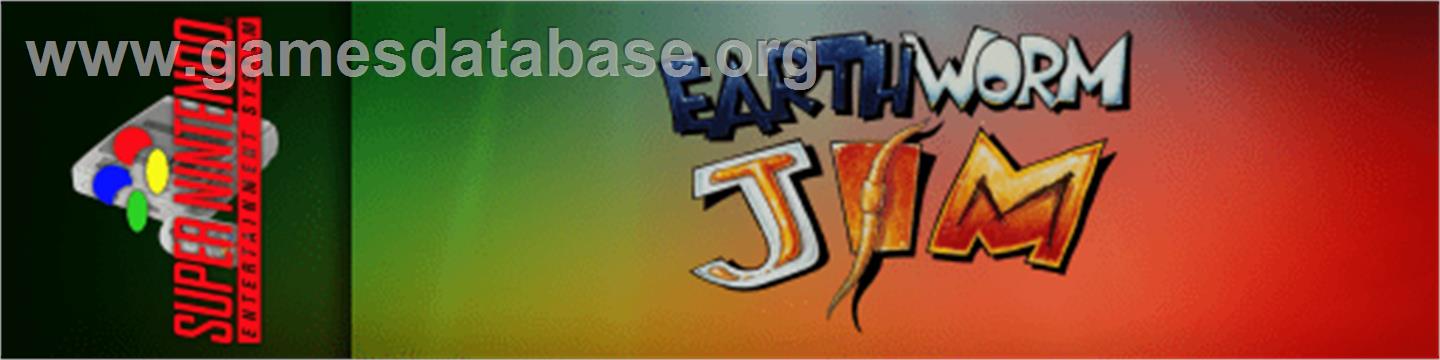 Earthworm Jim - Nintendo SNES - Artwork - Marquee