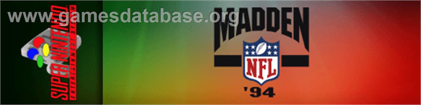 Madden NFL '94 - Nintendo SNES - Artwork - Marquee