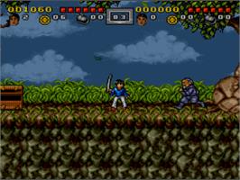 In game image of 3 Ninjas Kick Back on the Nintendo SNES.