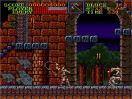 In game image of Akumajou Dracula on the Nintendo SNES.