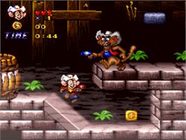 In game image of An American Tail: Fievel Goes West on the Nintendo SNES.