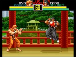 In game image of Art Of Fighting on the Nintendo SNES.