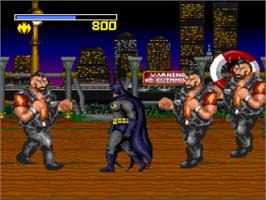 In game image of Batman on the Nintendo SNES.