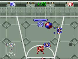 In game image of Bill Laimbeer's Combat Basketball on the Nintendo SNES.