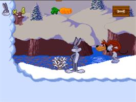 In game image of Bugs Bunny - Rabbit Rampage on the Nintendo SNES.