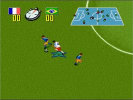 In game image of Champions World Class Soccer on the Nintendo SNES.