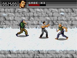 In game image of Cliffhanger on the Nintendo SNES.