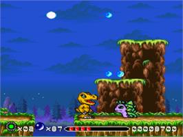 In game image of Digimon Adventure (bootleg) on the Nintendo SNES.