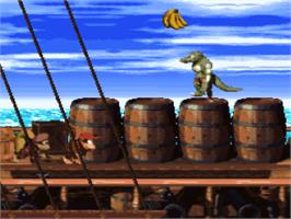 In game image of Donkey Kong Country 2: Diddy's Kong Quest on the Nintendo SNES.