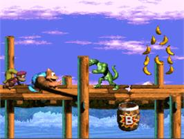 In game image of Donkey Kong Country 3: Dixie Kong's Double Trouble! on the Nintendo SNES.