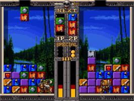 In game image of Dossun ! Ganseki Battle on the Nintendo SNES.