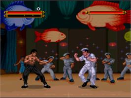 In game image of Dragon - The Bruce Lee Story on the Nintendo SNES.