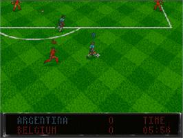 In game image of Elite Soccer on the Nintendo SNES.